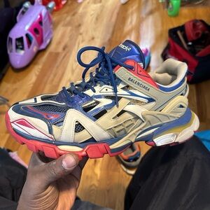 Balenciaga Navy and Red Athletic Shoes